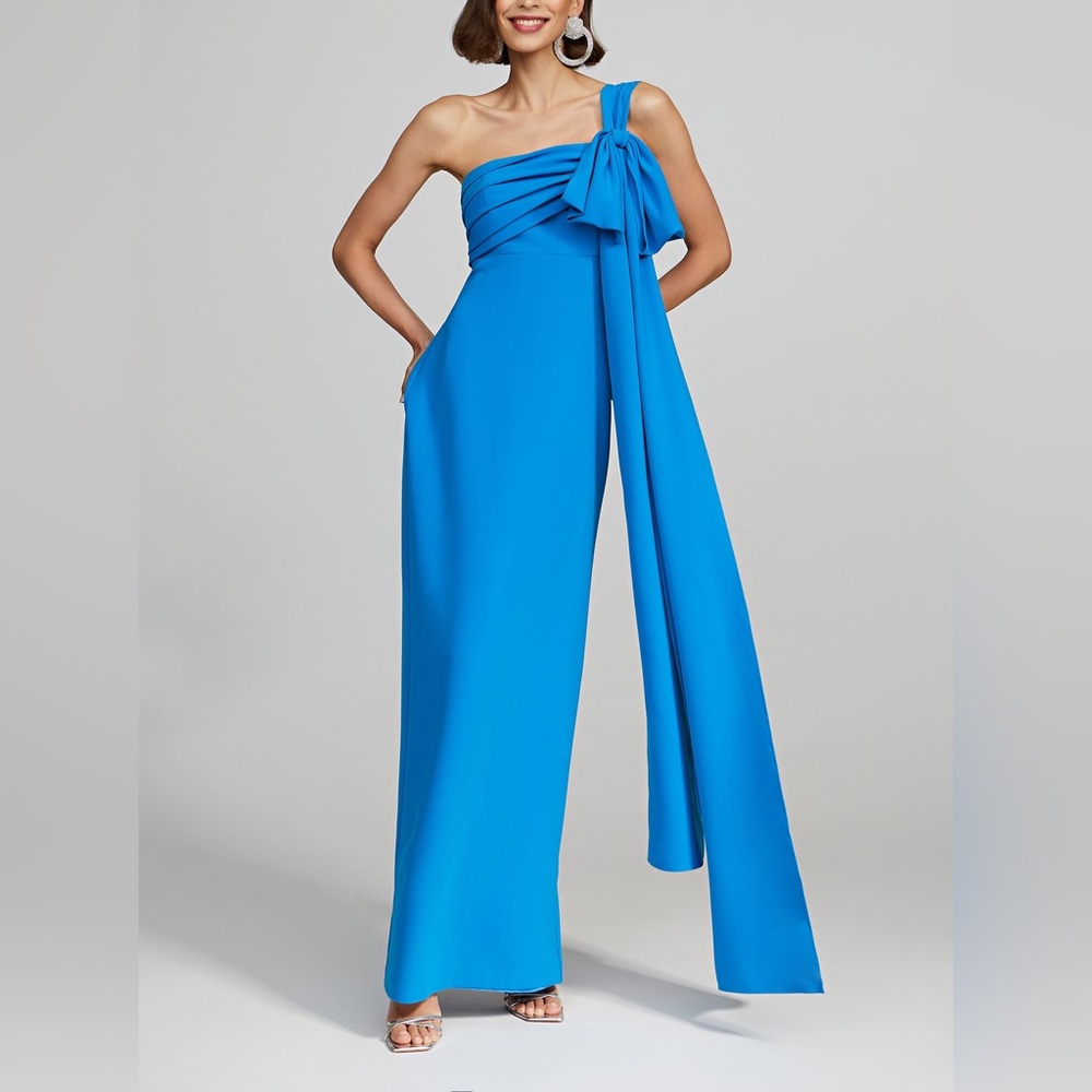 Halston | Olivia Gown In Crepe | Azur Blue - Azur Blue / 4
